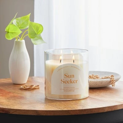 2-Wick 15oz Glass Jar Candle with Iridescent Sleeve Sun Seeker - Opalhouse™ 1 2-Wick 15oz Glass Jar Candle with Iridescent Sleeve Sun Seeker - Opalhouse™