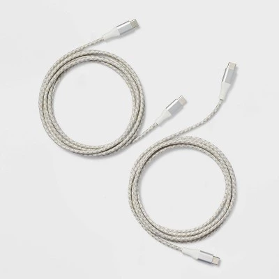 6' USB-C to USB-C Braided Cable 2pk - heyday™ White 2 6' USB-C to USB-C Braided Cable 2pk - heyday™ White - Image 2