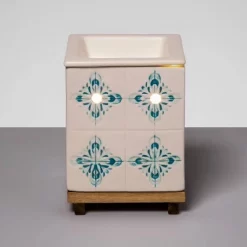 5.2" x 4" Stoneware Debossed Pattern Wax Warmer White - Opalhouse™