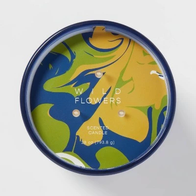 3-Wick 28oz Glass Wildflowers Candle Blue - Opalhouse™ 3 3-Wick 28oz Glass Wildflowers Candle Blue - Opalhouse™ - Image 3