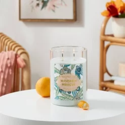 2-Wick Clear Glass Mandarin Hibiscus Lidded Jar Candle 21.5oz - Opalhouse™
