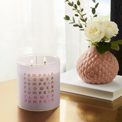 2-Wick 15oz Glass Jar Purple Word Label Pumpkin Flower Name Label Art Candle - Opalhouse™ 1 2-Wick 15oz Glass Jar Purple Word Label Pumpkin Flower Name Label Art Candle - Opalhouse™