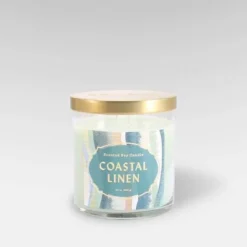 15.1oz Lidded Glass Jar 2-Wick Candle Coastal Linen - Opalhouse™