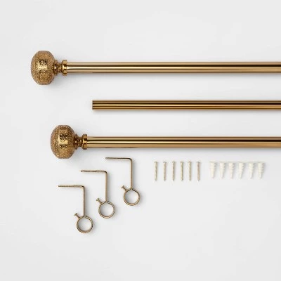 Stamped Metal Knob Curtain Rod - Opalhouse Brass 1 Stamped Metal Knob Curtain Rod - Opalhouse Brass