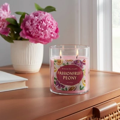 15.1oz Lidded Glass Jar 2-Wick Candle Passionfruit Peony - Opalhouse™ 1 15.1oz Lidded Glass Jar 2-Wick Candle Passionfruit Peony - Opalhouse™