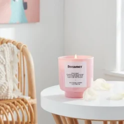 7oz Pink Exterior Painted Glass with Glass Lid Dreamer Candle Pink - Opalhouse™