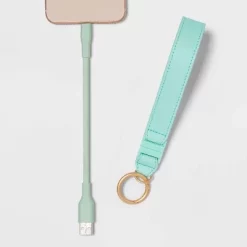 Wrist Strap with 8" Lightning to USB-A Charging Cable - heyday™ Bright Pink/mist Yellow