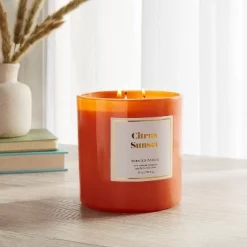 28oz Glass Jar 3-Wick Citrus Sunset Candle - Opalhouse™