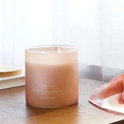 2-Wick 15oz Glass Jar Candle with Tie Dye Sleeve Karma Glow - Opalhouse™ 1 2-Wick 15oz Glass Jar Candle with Tie Dye Sleeve Karma Glow - Opalhouse™