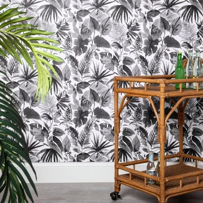 Tropical Leaves Peel & Stick Wallpaper Black/White - Opalhouse™ 1 Tropical Leaves Peel & Stick Wallpaper Black/White - Opalhouse™
