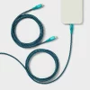 6' Lightning to USB-C Braided Cable 2pk - heyday™ Ocean Teal