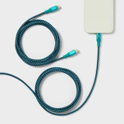 6' Lightning to USB-C Braided Cable 2pk - heyday™ Ocean Teal 1 6' Lightning to USB-C Braided Cable 2pk - heyday™ Ocean Teal