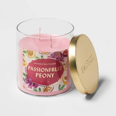 15.1oz Lidded Glass Jar 2-Wick Candle Passionfruit Peony - Opalhouse™ 2 15.1oz Lidded Glass Jar 2-Wick Candle Passionfruit Peony - Opalhouse™ - Image 2