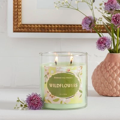 15.1oz Lidded Glass Jar 2-Wick Candle Wildflowers - Opalhouse™ 1 15.1oz Lidded Glass Jar 2-Wick Candle Wildflowers - Opalhouse™