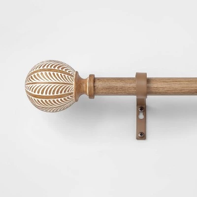 Carved Light Woodtone Ball Curtain Rod Natural - Opalhouse™ 4 Carved Light Woodtone Ball Curtain Rod Natural - Opalhouse™ - Image 4