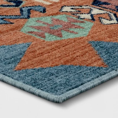 Buttercup Diamond Vintage Persian Woven Rug - Opalhouse Teal 2 Buttercup Diamond Vintage Persian Woven Rug - Opalhouse Teal - Image 2