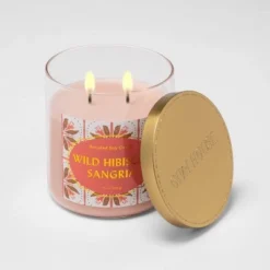 15.1oz Lidded Glass Jar 2-Wick Candle Wild Hibiscus Sangria - Opalhouse™