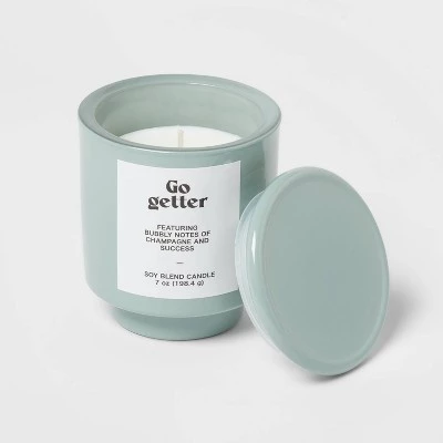 7oz Mist Exterior Painted Glass with Glass Lid Go Getter Candle Green - Opalhouse™ 2 7oz Mist Exterior Painted Glass with Glass Lid Go Getter Candle Green - Opalhouse™ - Image 2