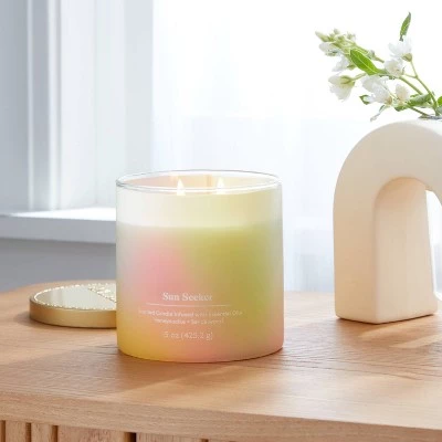 2-Wick 15oz Glass Jar Candle with Tie Dye Sleeve Sun Seeker - Opalhouse™ 1 2-Wick 15oz Glass Jar Candle with Tie Dye Sleeve Sun Seeker - Opalhouse™