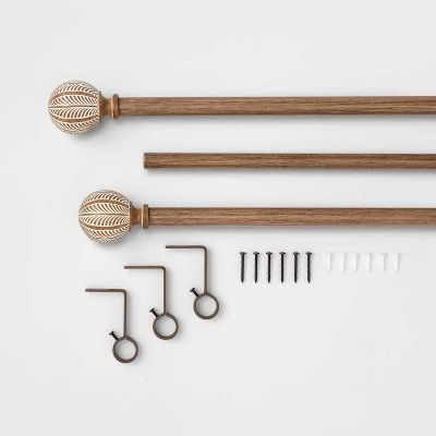 Carved Light Woodtone Ball Curtain Rod Natural - Opalhouse™ 1 Carved Light Woodtone Ball Curtain Rod Natural - Opalhouse™