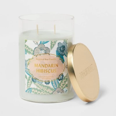 2-Wick Clear Glass Mandarin Hibiscus Lidded Jar Candle 21.5oz - Opalhouse™ 2 2-Wick Clear Glass Mandarin Hibiscus Lidded Jar Candle 21.5oz - Opalhouse™ - Image 2