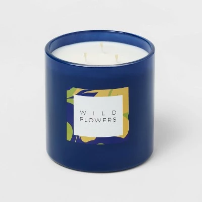 3-Wick 28oz Glass Wildflowers Candle Blue - Opalhouse™ 2 3-Wick 28oz Glass Wildflowers Candle Blue - Opalhouse™ - Image 2