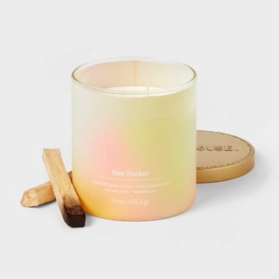 2-Wick 15oz Glass Jar Candle with Tie Dye Sleeve Sun Seeker - Opalhouse™ 2 2-Wick 15oz Glass Jar Candle with Tie Dye Sleeve Sun Seeker - Opalhouse™ - Image 2