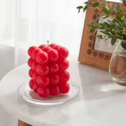 3.5" Unscented Bubble Sculpture Candle 12oz - Opalhouse⢠Ripe Red