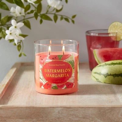 15.1oz 2-Wick Lidded Glass Jar Watermelon Margarita Candle Melon Pink - Opalhouse™ 1 15.1oz 2-Wick Lidded Glass Jar Watermelon Margarita Candle Melon Pink - Opalhouse™