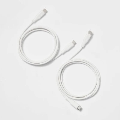 4' USB-C to USB-C Round Cable 2pk - heyday™ White 2 4' USB-C to USB-C Round Cable 2pk - heyday™ White - Image 2