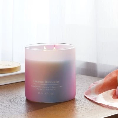 2-Wick 15oz Glass Jar Candle with Tie Dye Sleeve Coconut Rosewater - Opalhouse™ 1 2-Wick 15oz Glass Jar Candle with Tie Dye Sleeve Coconut Rosewater - Opalhouse™