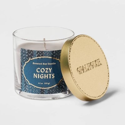 Clear Glass Cozy Nights Lidded Jar Candle Gray - Opalhouse™ 2 Clear Glass Cozy Nights Lidded Jar Candle Gray - Opalhouse™ - Image 2