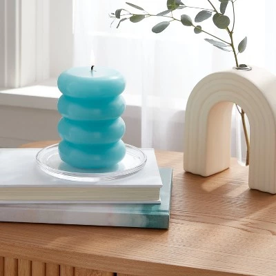 Shaped Pillar Candle Stacked Blue - Opalhouse™ 1 Shaped Pillar Candle Stacked Blue - Opalhouse™