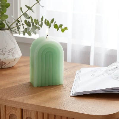 Shaped Pillar Candle Rainbow Green - Opalhouse™ 1 Shaped Pillar Candle Rainbow Green - Opalhouse™