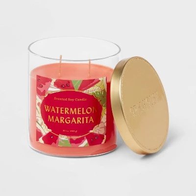 15.1oz 2-Wick Lidded Glass Jar Watermelon Margarita Candle Melon Pink - Opalhouse™ 2 15.1oz 2-Wick Lidded Glass Jar Watermelon Margarita Candle Melon Pink - Opalhouse™ - Image 2