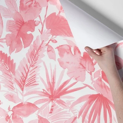 Tropical Leaves Peel & Stick Wallpaper Pink - Opalhouse™ 3 Tropical Leaves Peel & Stick Wallpaper Pink - Opalhouse™ - Image 3
