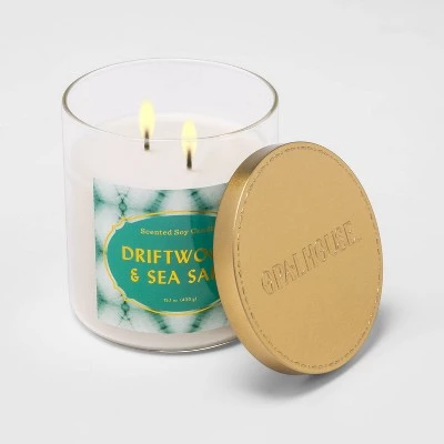 15.1oz Lidded Glass Jar 2-Wick Candle Driftwood & Sea Salt - Opalhouse™ 1 15.1oz Lidded Glass Jar 2-Wick Candle Driftwood & Sea Salt - Opalhouse™